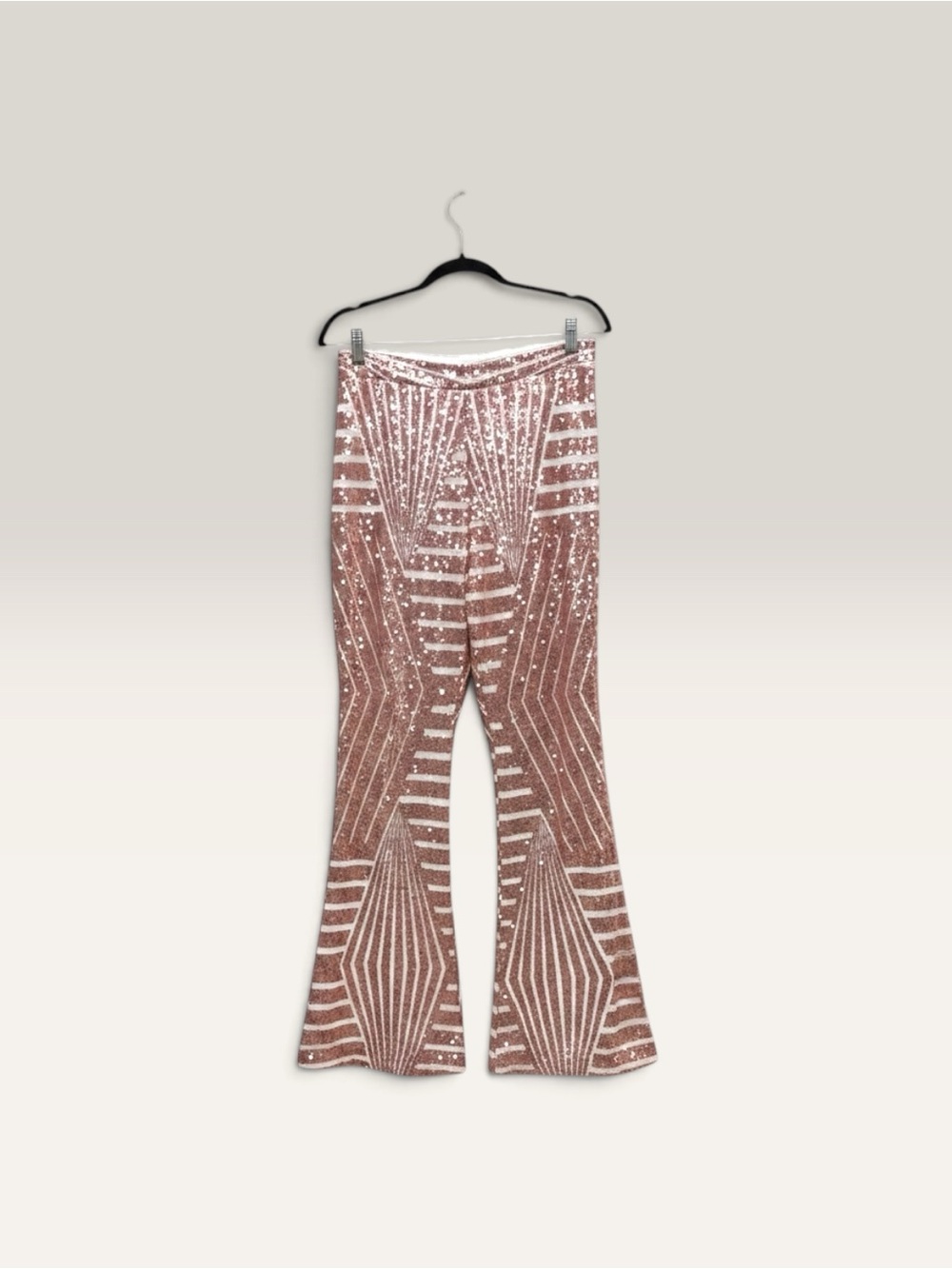 Pink Sequin Handmade Flare Pants Size 2X